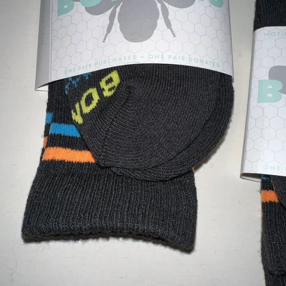 4 pair Bombas Youth Toddler Crew Socks Size XS Black Stripe